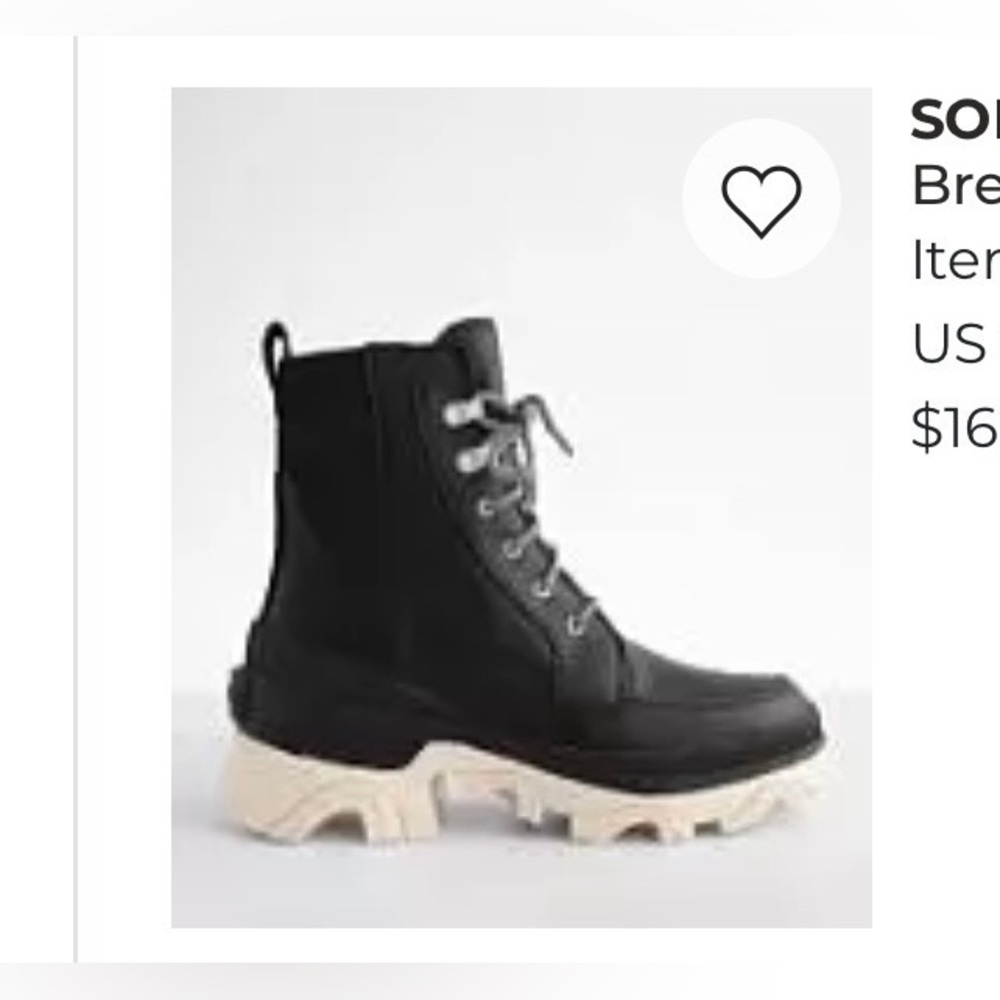 Sorel Black Lace-Up Platform Boots with Cream Lug Sole